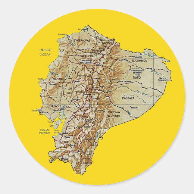 Ecuador Karte Runder Aufkleber (Vorderseite)