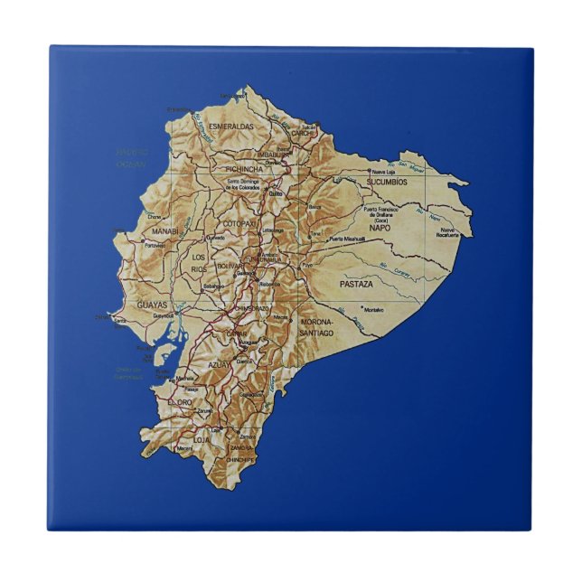Ecuador-Karten-Fliese Fliese (Vorderseite)