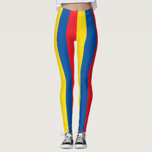 Ecuador National Flag Colors Vertical Strike Leggings