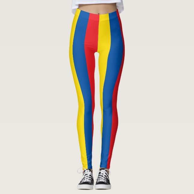 Ecuador National Flag Colors Vertical Strike Leggings (Vorderseite)