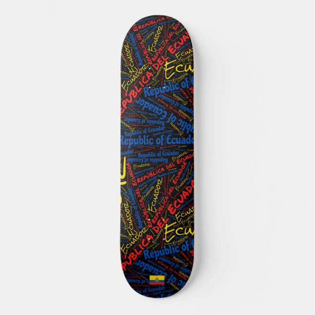 Ecuador National Pride Wordcloud Skateboard (Vorderseite)