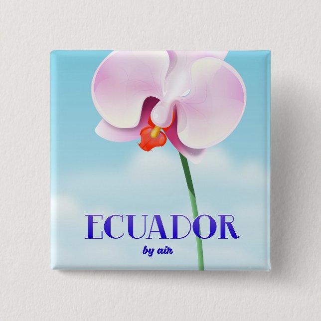 Ecuador Orchideen-Reiseposter Button (Vorderseite)