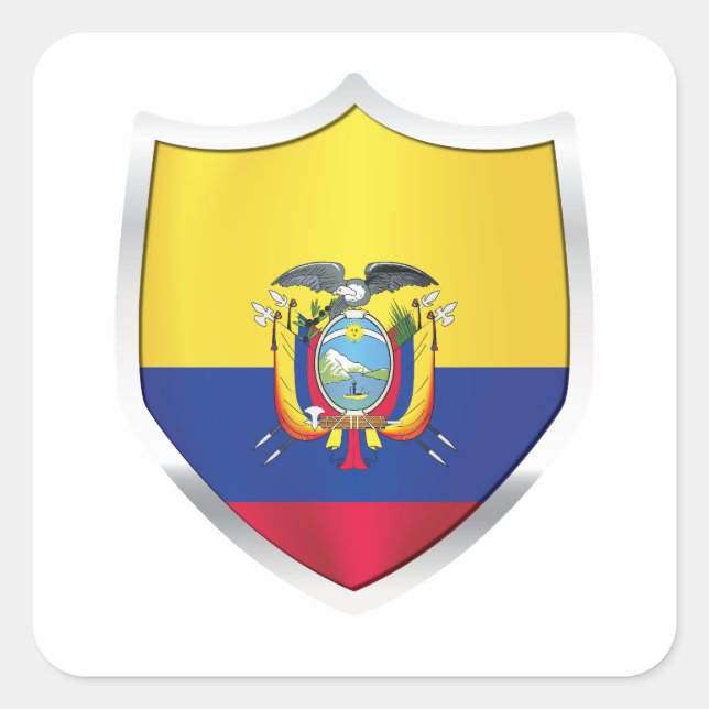 Ecuador Silver Shield Flag Quadratischer Aufkleber (Vorderseite)