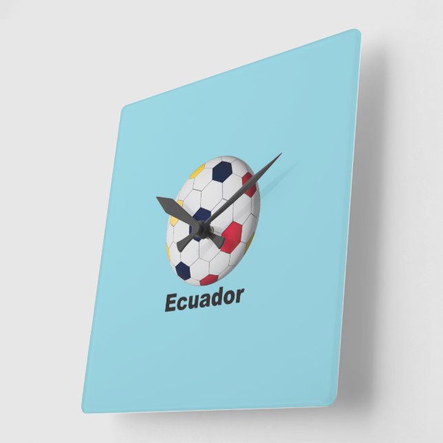 Ecuador Soccer Quadratische Wanduhr (Winkel)