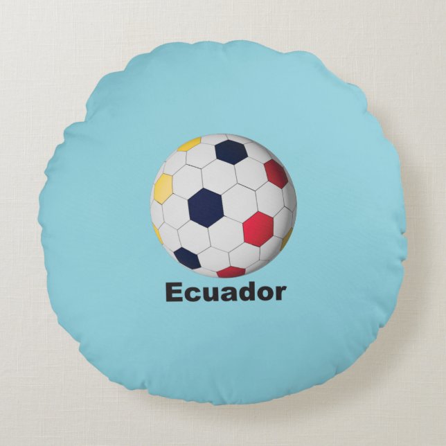 Ecuador Soccer Rundes Kissen (Vorderseite)
