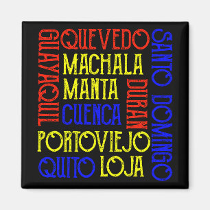 Ecuador Stadt Namen Quito Guayaquil Flaggenfarben Magnet