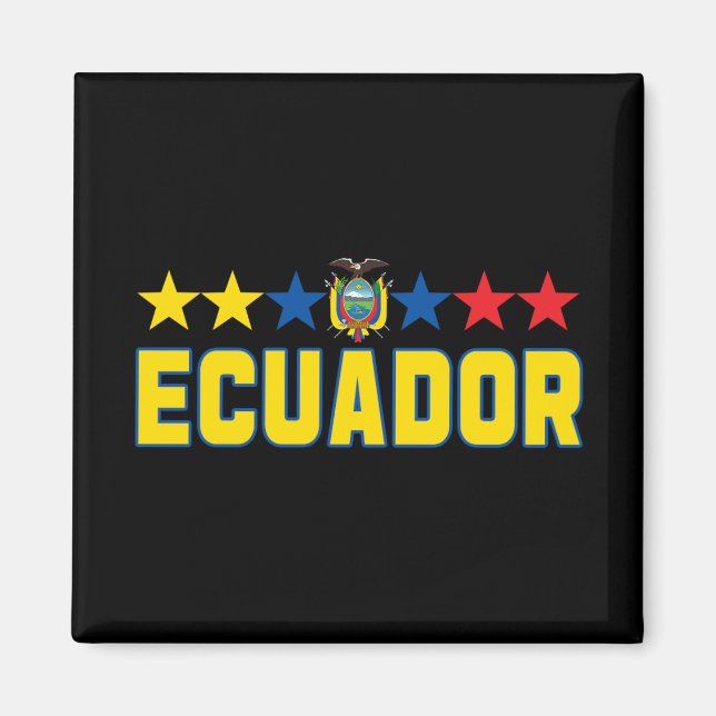 Ecuador - Text- und Emblem- und Flaggenfarben Magnet (Vorne)