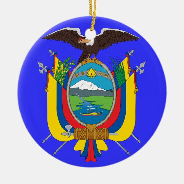 ECUADOR*-, Wappen Weihnachtsverzierung Keramikornament (Vorne)