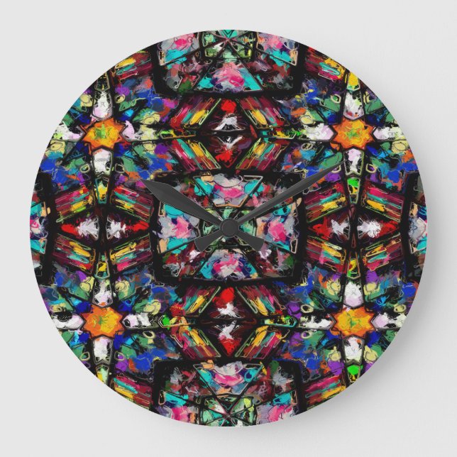 Ecuadorian Stain Glass Große Wanduhr (Vorderseite)