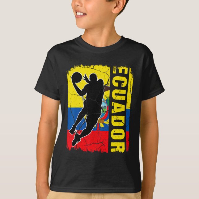 Ecuadorianische Basketball-Spieler Ecuador Flaggen T-Shirt (Vorderseite)