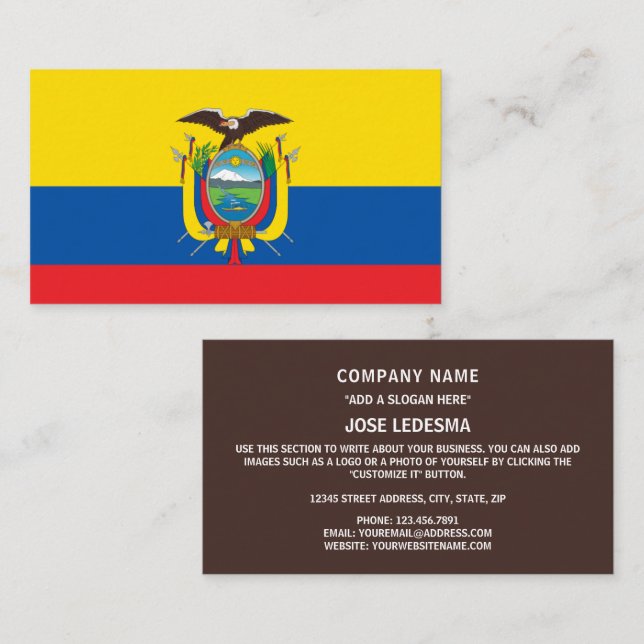 Ecuadorianische Flagge, Flagge Ecuadors Visitenkarte (Vorne/Hinten)