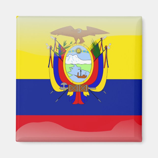 Ecuadorianische Hochglanzflagge Magnet (Vorne)