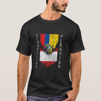 Ecuadorianische peruanische Fahnen rissen Torn Ecu T-Shirt