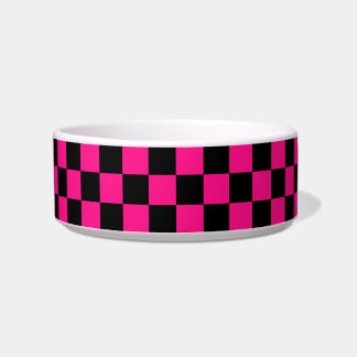 Écuelle à damiers carré rose chaud noir rétro géométrique