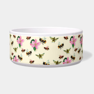 Écuelle Abeilles et bourdons et fleurs de printemps roses