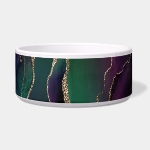 Écuelle Agate attrayante Joyau foncé Tone Pierre Or Vein