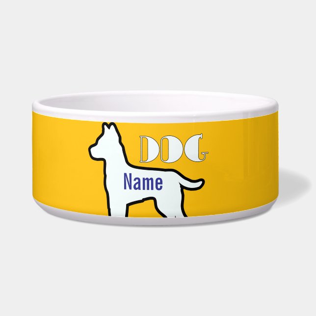 Écuelle Ajouter le nom du chien animal de compagnie jaune (Devant)