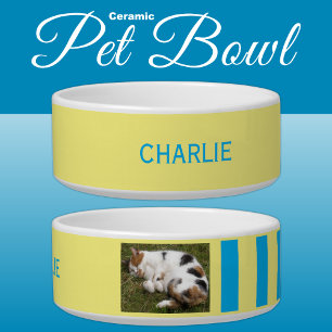 Écuelle Ajouter photo et nom bleu et jaune