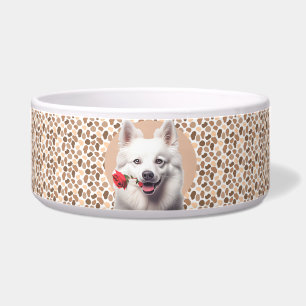 Écuelle American Eskimo Personnaliser Photo & Nom Chien Bo