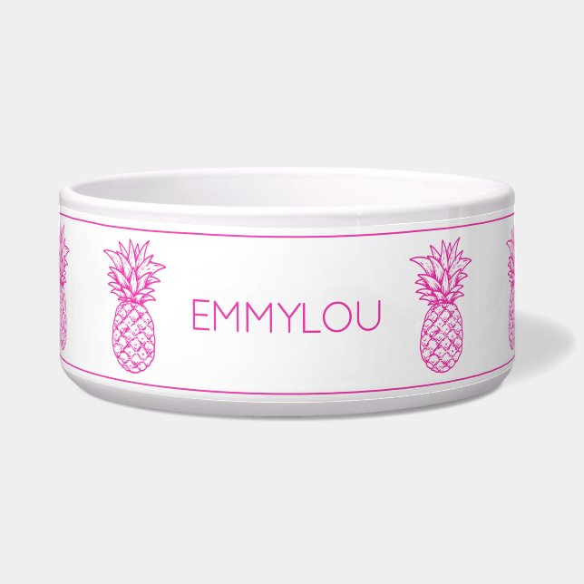Écuelle Ananas Tropical Rose Preppy Personnalisé (Devant)