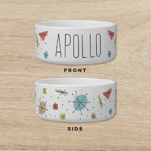 Écuelle Animal de chat de chien rétro de l'ère atomique