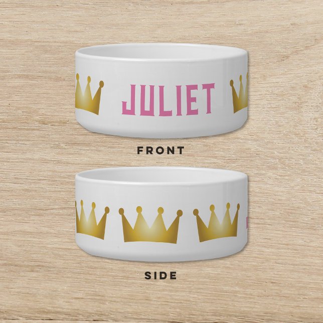 Écuelle Animal de chat de chien rose de couronne (Créateur téléchargé)