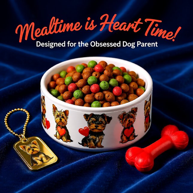 Écuelle animal Valentine Yorkshire Terrier Chien | bols po (Cute Yorkie Valentine Hearts – Adorable Dog Lover Bowl)