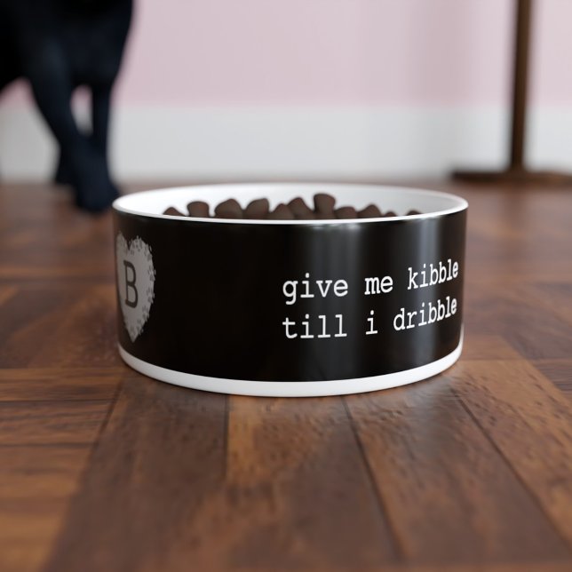 Écuelle Animaux Empreintes de pattes Coeur Monogrammé Blac (Créateur téléchargé)