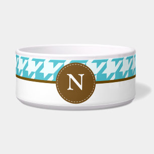 Écuelle Aqua Houndstooth Motif Monogram Pet Bowl