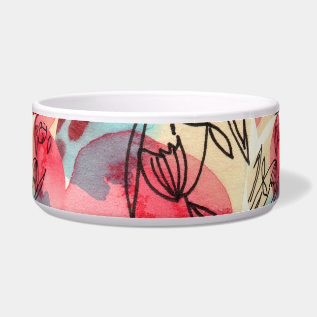 Écuelle Aquarelle chaude froide Florale géométrique (Devant)