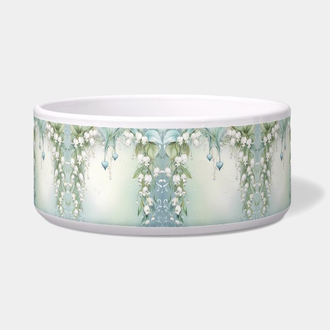 Écuelle Aquarelle Lily de Vallée Céramique Pet Bowl (Devant)