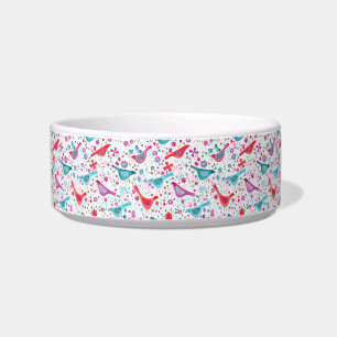 Écuelle Aquarelle Oiseaux dans un jardin Floral Turquoise