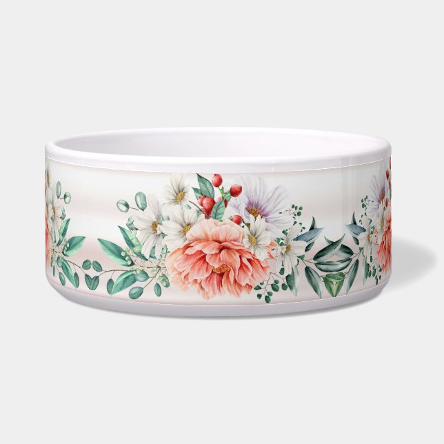 Écuelle Aquarelle Peony Flower Céramique Pet Bowl (Devant)