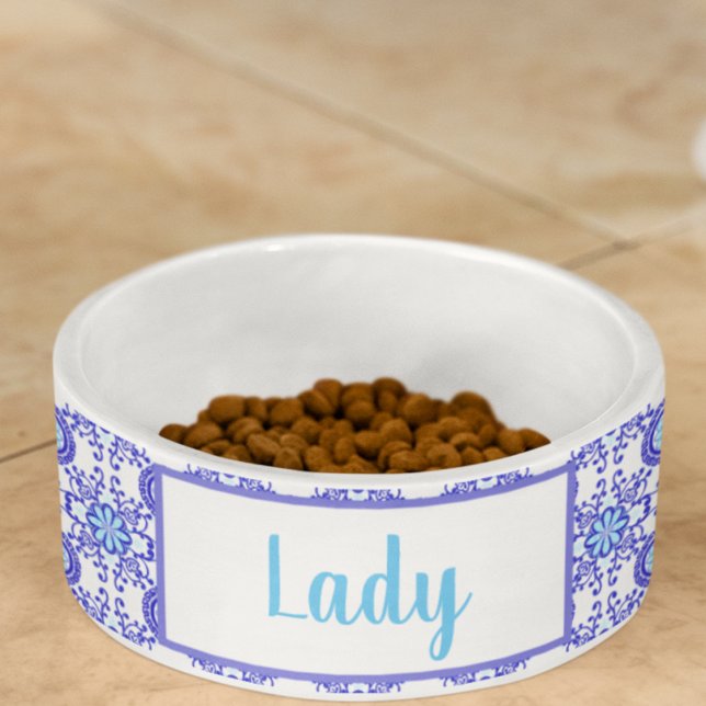 Écuelle Aquarelle Positano Amalfi Tuile (A lovely Italian style food or water bowl with your pet's name! )