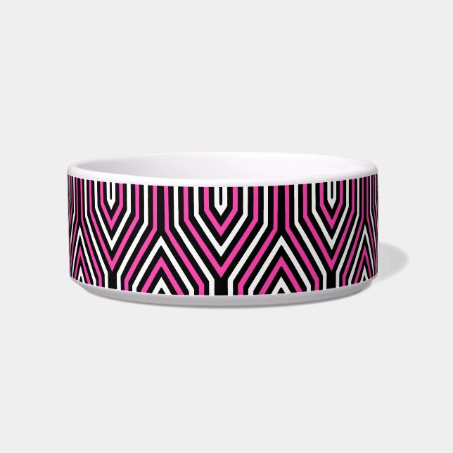 Écuelle Art Déco Géométrique - rose fushia, noir et blanc (Gauche)