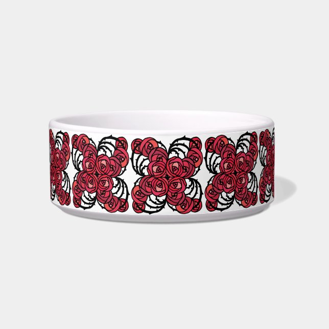 Écuelle Art Nouveau Vignes florales rouges et noires roses (Droite)