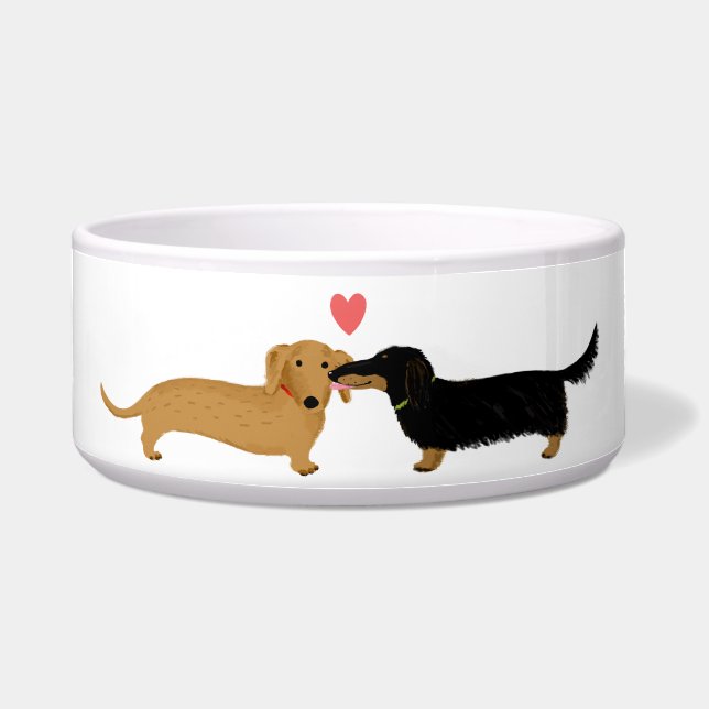 Écuelle Baiser de chien teckel avec cœur (Devant)
