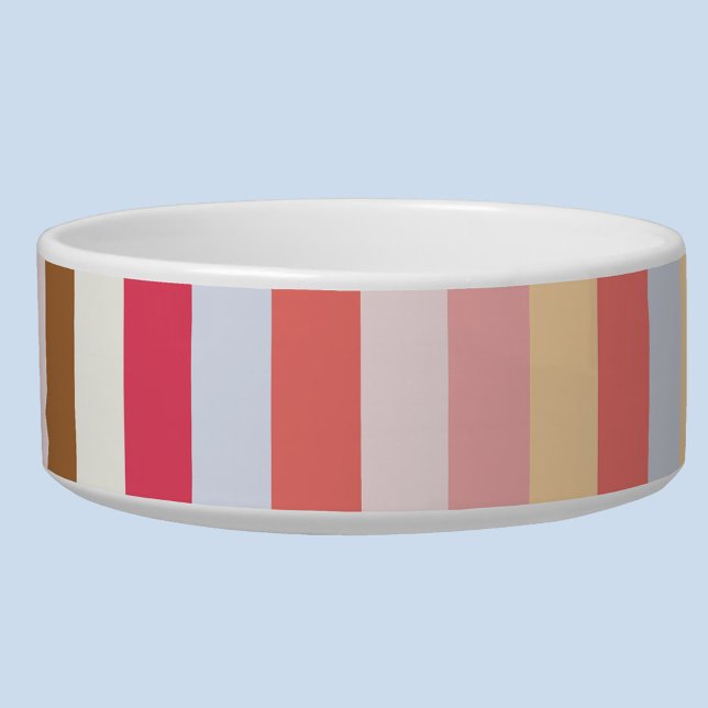 Écuelle Bande de bonbons Pastel moderne (Striped pastel pet bowl)