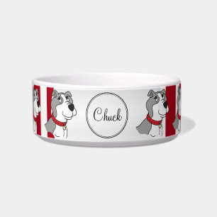 Écuelle Bande rouge et blanche et Pitbull - do-it-yourself