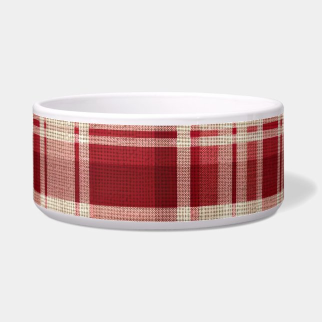 Écuelle Bandes Plaid Crème Rouge (Devant)