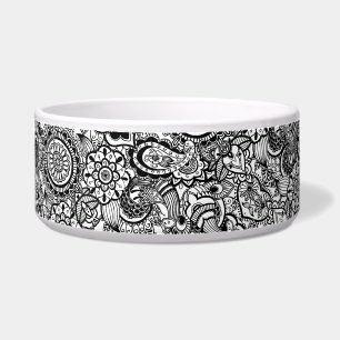 Écuelle Beau bol de paisley floral blanc noir