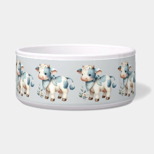 Écuelle Bébé vache à carreaux bleus Pastel Esthétique de f