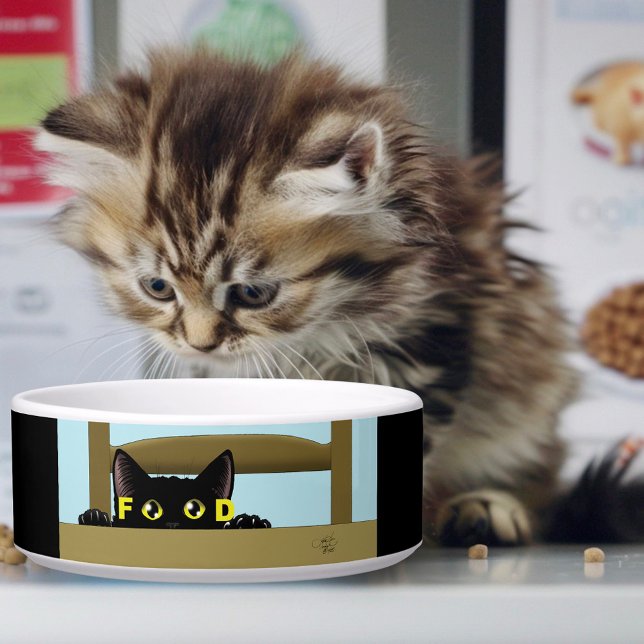 Écuelle Black Cat Food Funny Hungry Kitty Humor (Créateur téléchargé)