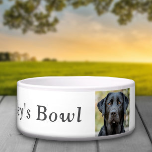 Écuelle Black Labrador, photo personnalisée en blanc