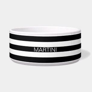Écuelle Black White Horizontal Preppy Stripe Nom monogram
