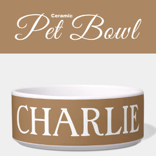 Écuelle Blanc et marron avec nom chat ou chien