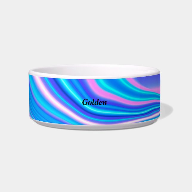 Écuelle Bleu Abstrait céramique Personnalisable Pet Bowl (Devant)