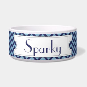 Écuelle Bleu Chevron Personnalisé Pet Bowl