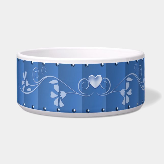 Écuelle Bleu Décoratif Floral Céramique Pet Bowl (Gauche)