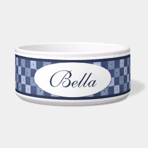 Écuelle Bleu Denim Carrés céramique personnalisée botte de